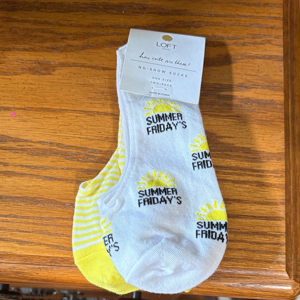 LOFT Summer Friday's No-Show Socks - White and Yellow